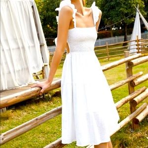 SHEIN white tie back ruffle Sun dress